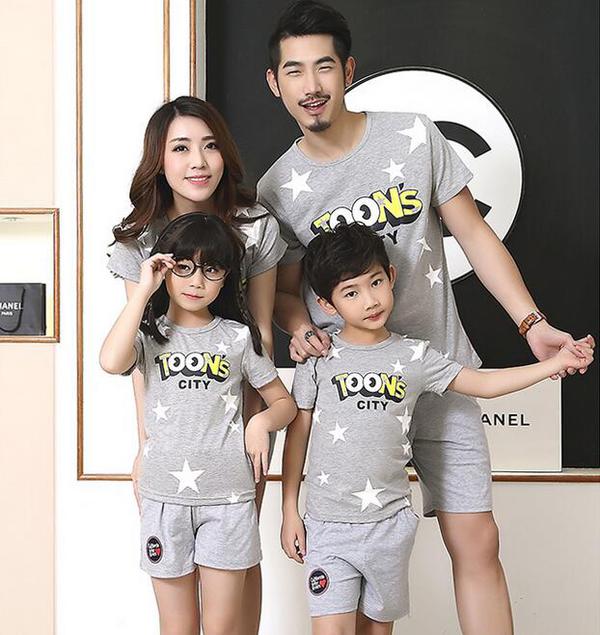 CasualFamilyMatchingSuitsPrintTopsWithShortsBottom-CMK081728