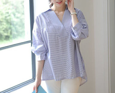 CasualWomenT-shirtKoreanStyleLooseStripedPrintedPrettyFashionClothing-PFE081026B