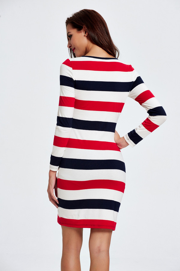 CheapFashionKnittingStripeDresses-ZFK081216RD