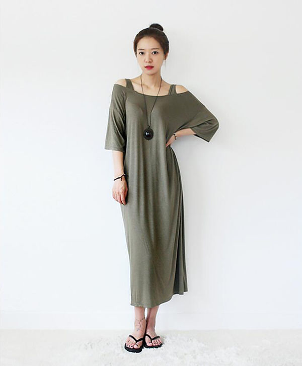 CheapOutletBoatNeckStrapLongCasualDress-TZK072513LG