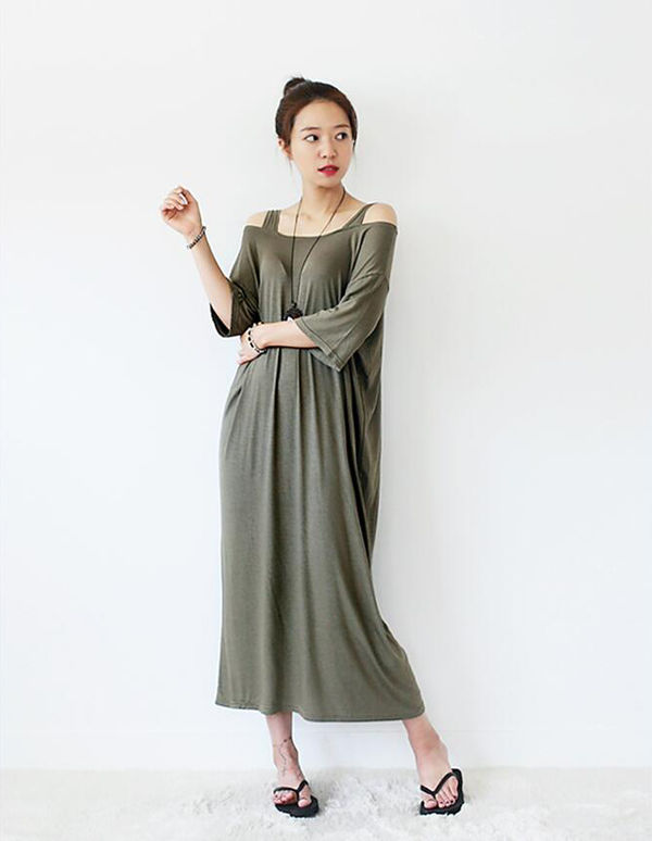 CheapOutletBoatNeckStrapLongCasualDress-TZK072513LG