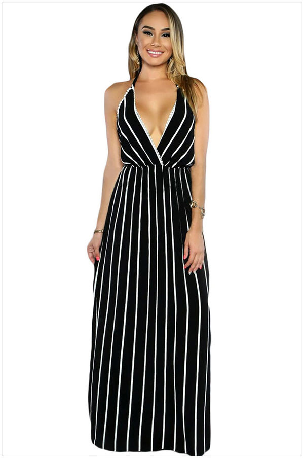 CheapWholesaleSexyBacklessStripeHalterLongDresses-TZK080739