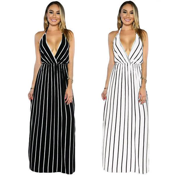 CheapWholesaleSexyBacklessStripeHalterLongDresses-TZK080739