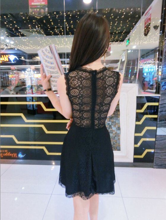 ChicDesignLacinessVNeckZipDress-XFK031541