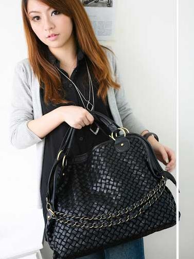 ClassicWomenKnittedChainShoulderBagBlack-SL022208BA