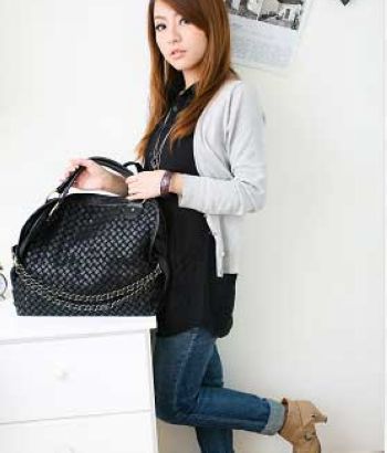 ClassicWomenKnittedChainShoulderBagBlack-SL022208BA