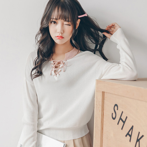 CollegeStyleBandageLongSleeveKnitwearPullover-CMK091464