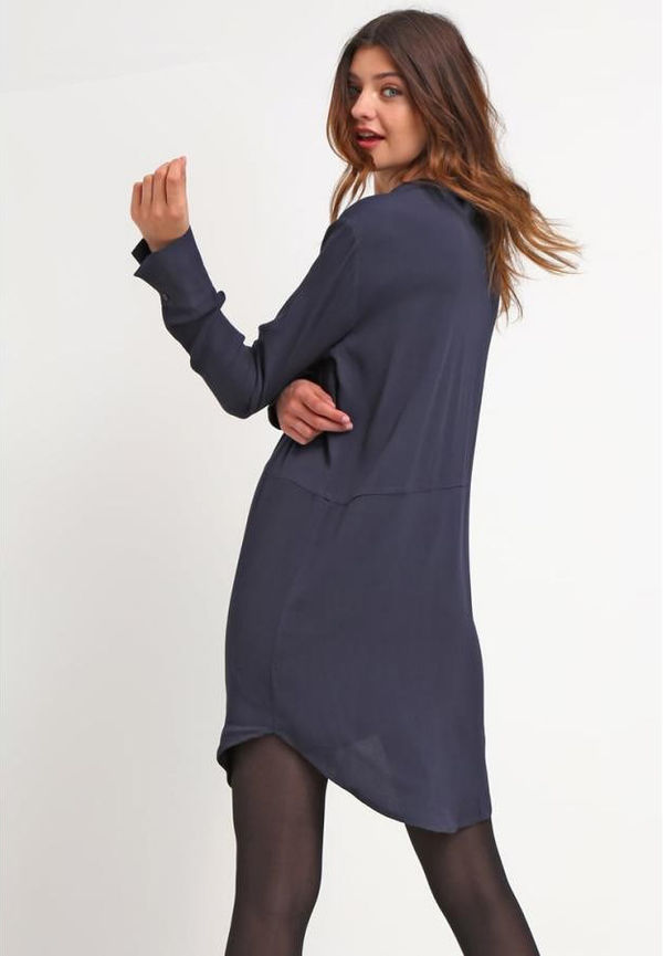 ConciseStyleLongSleeveBlueCasualDresses-TZK090307BU