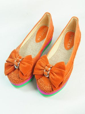 CuteStyleBowknotFlatShoesInOrange-CR072011OA