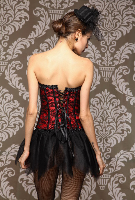 CuteWomenElasticWaistFloralPrintedStraplessShapewearCorset-LYE092853