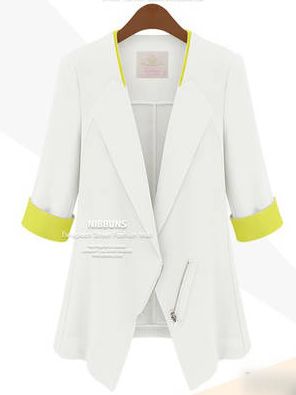 ElegantAutumnThree-quarterSleeveZipperWhiteSuit-HR071505WI