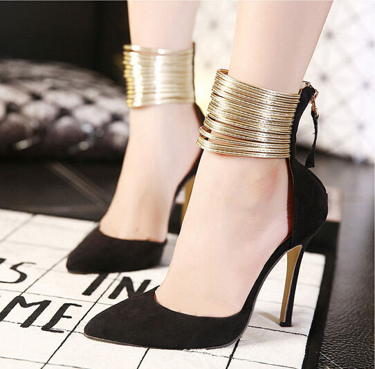 ElegantBlackSuedeZipperedHighHeelEmbellishedPumps-XFE081101BA