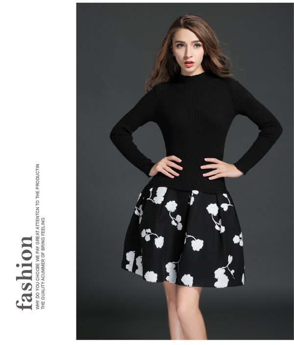 ElegantFashionKoreanWomenLongSleeveBallGownEmbroideryFloralA-LineDresses-ZME102839