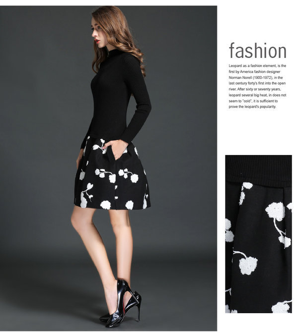 ElegantFashionKoreanWomenLongSleeveBallGownEmbroideryFloralA-LineDresses-ZME102839