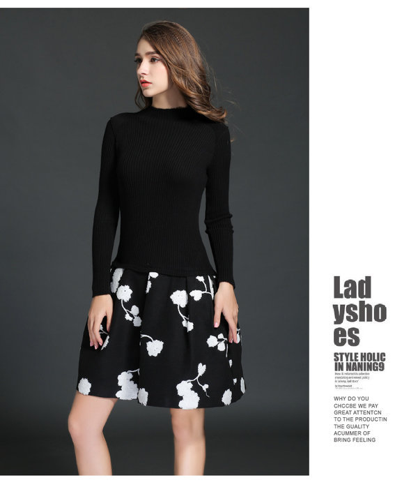 ElegantFashionKoreanWomenLongSleeveBallGownEmbroideryFloralA-LineDresses-ZME102839