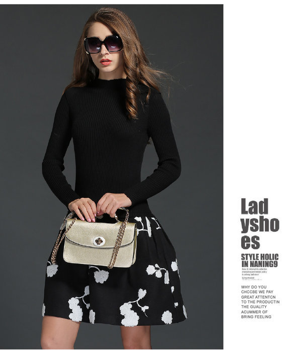 ElegantFashionKoreanWomenLongSleeveBallGownEmbroideryFloralA-LineDresses-ZME102839