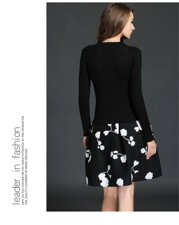 ElegantFashionKoreanWomenLongSleeveBallGownEmbroideryFloralA-LineDresses-ZME102839