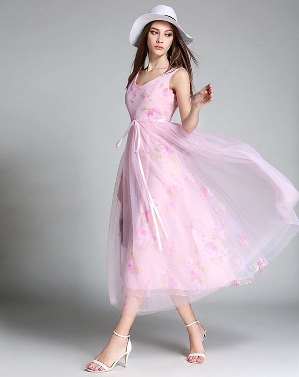 ElegantFloralPrintedLack-upRuffleLongDress-TFK051916PN