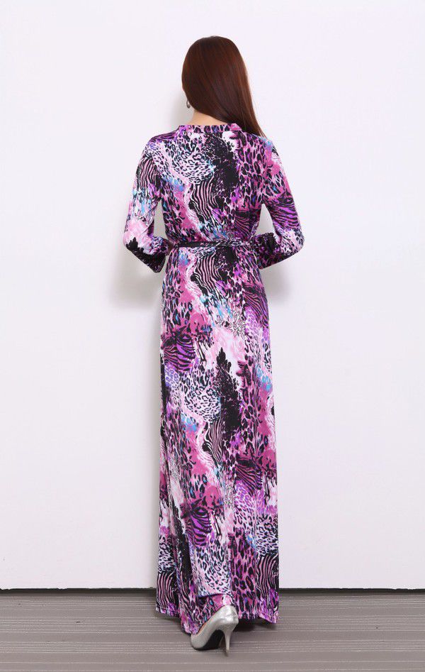 ElegantPrintVNeckLack-upWomenLongDresses-TFK070651PR