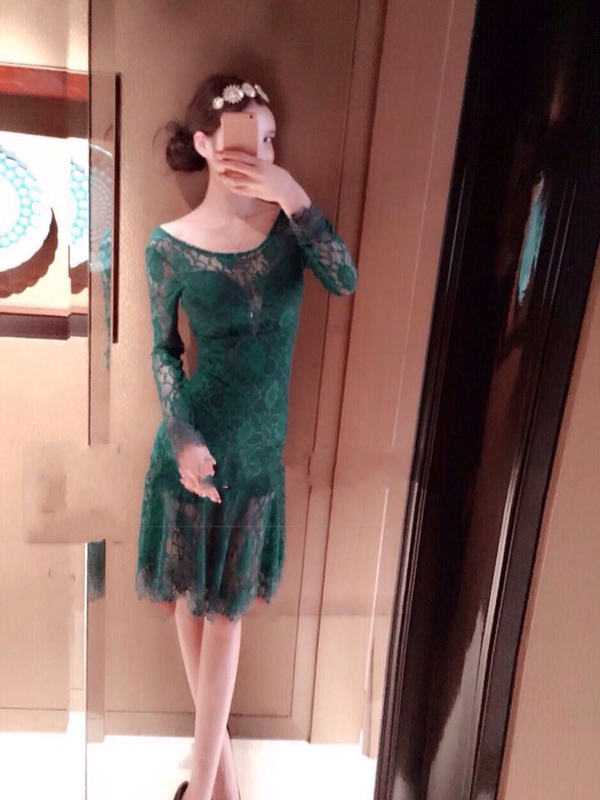 ElegantSolidLongSleeveRuffleSlimDresses-LYK030937