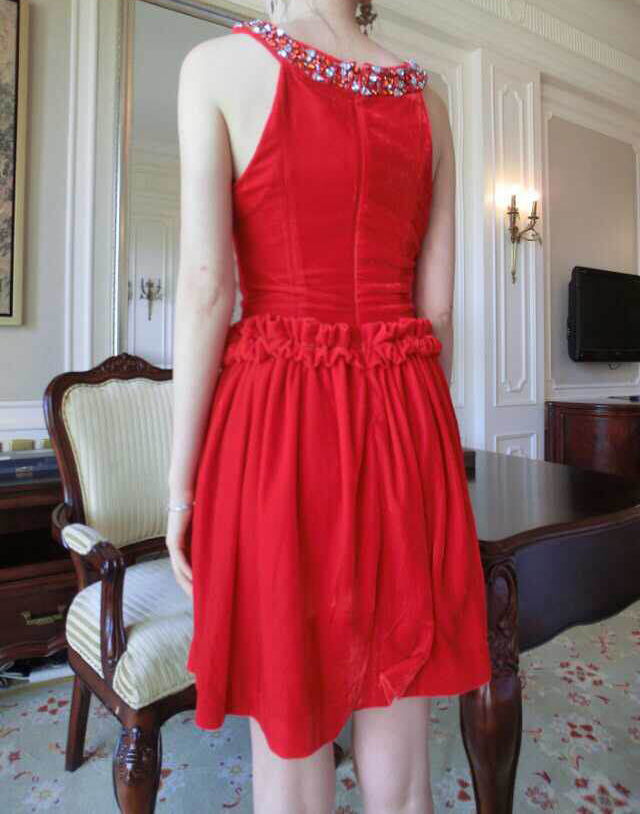 ElegantStyleRedHighQualityBeadingSlimmingHalterDress-XFE082808RD