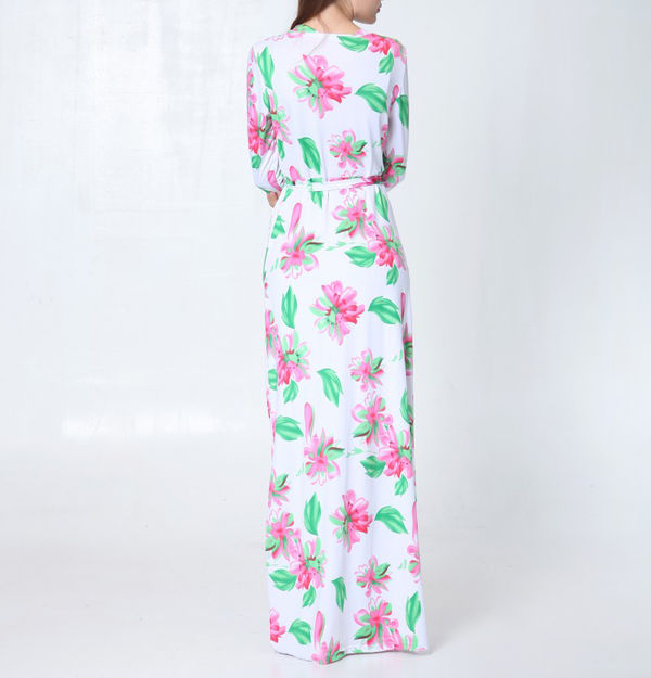 ElegantStyleSlimmingFloralPrintedLongSleeveMaxiDress-XFE082122