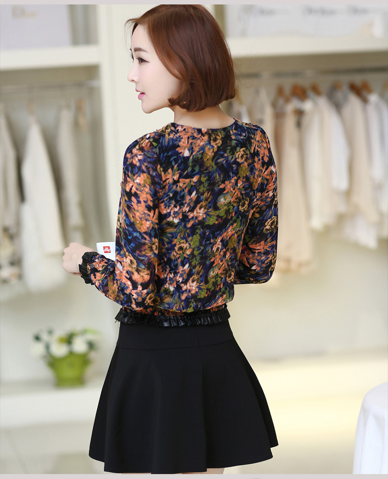 ElegantWomenFashionFloralPrintingO-NeckLongSleeveDress-ZME031816A