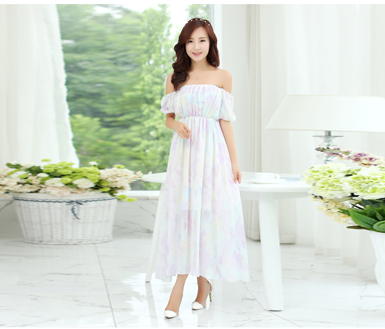 ElegantWomenHolidayBoatCollarShortSleeveChiffonMaxiDress-ZME051605