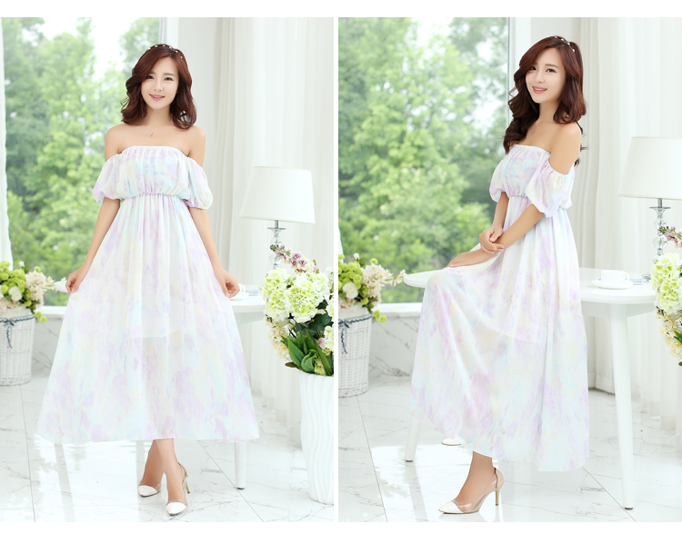 ElegantWomenHolidayBoatCollarShortSleeveChiffonMaxiDress-ZME051605