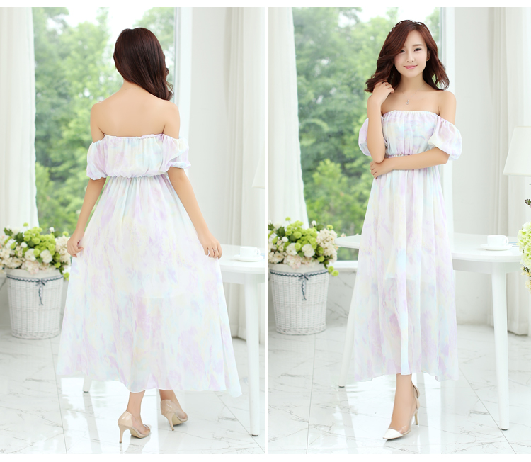 ElegantWomenHolidayBoatCollarShortSleeveChiffonMaxiDress-ZME051605