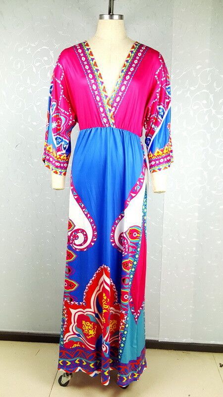 EthnicStylePrintVNeckLongDresses-TFK071811