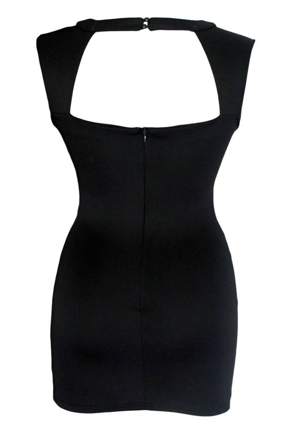 EuroAmericanSexyBlackBacklessPatchWorkLongSleeveBodyconDress-XFE111609BA