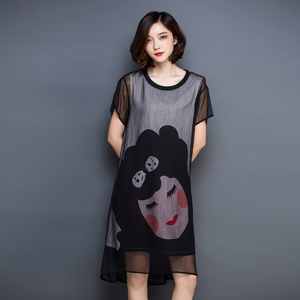 EuroFashionCartoonPrintedShortSleeveCasualDress-TFK052728