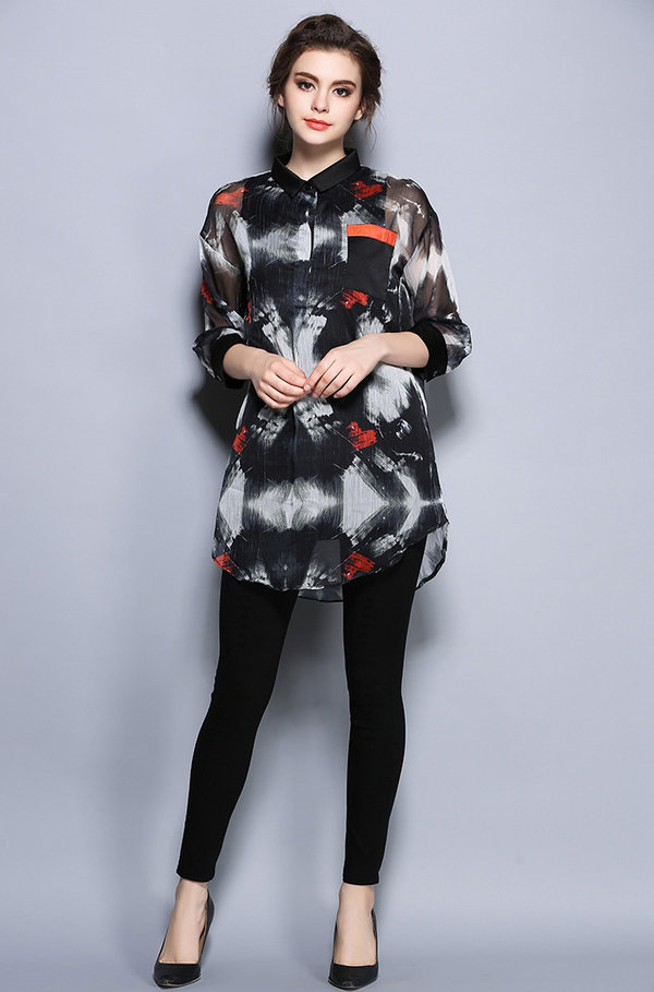 EuroFashionPrintedLongLooseSilkBlouse-HMK052852