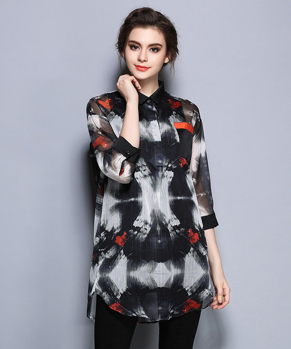 EuroFashionPrintedLongLooseSilkBlouse-HMK052852