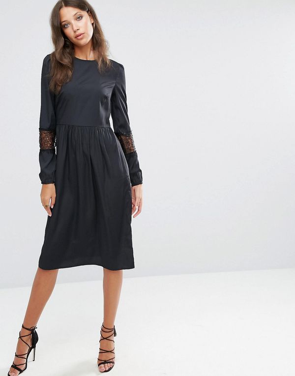 EuroPiercedLacePatchworkBlackMidiDress-TZK082504BA