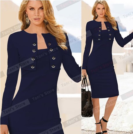 EuroStyleWomenLongSleeveButtonsBluePencilWorkDresses-ZME092908BU