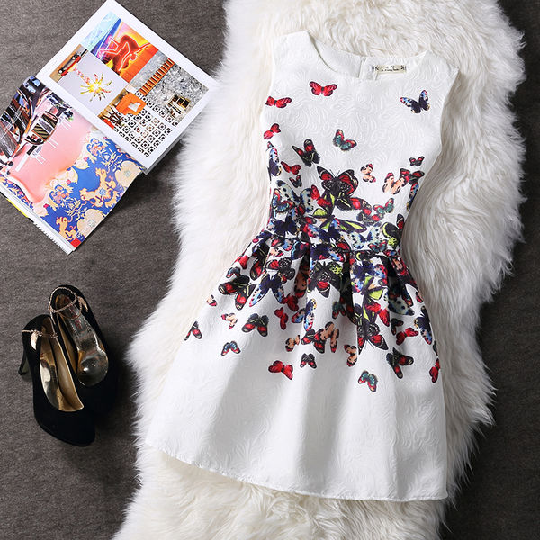 EuropeanStyleButterflyPrintingFashionDress-AZK051204