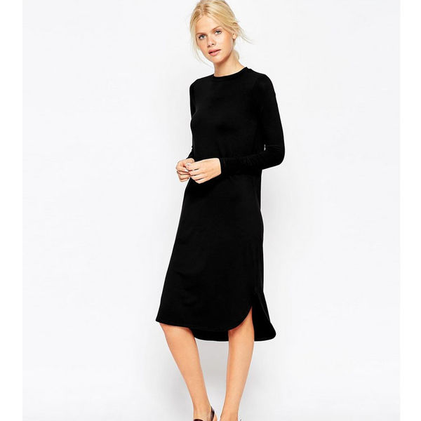 FactoryOutletLongSleeveSlitBlackWinterDresses-TZK082025BA