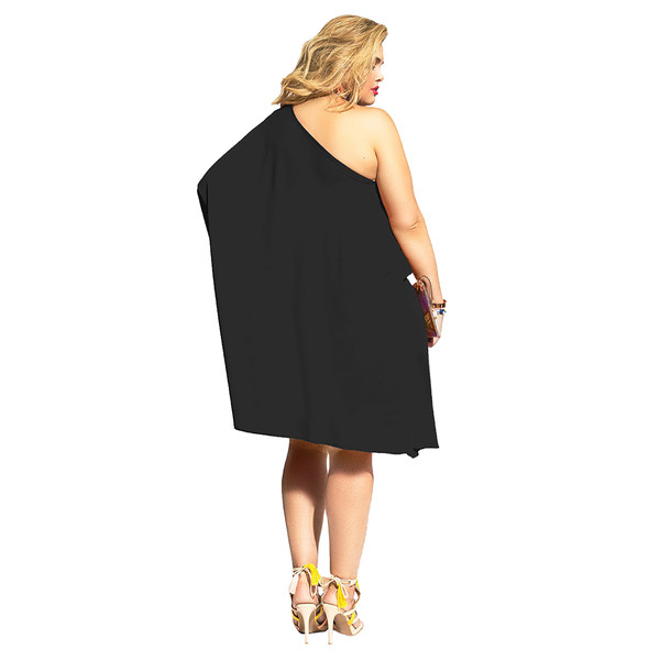 FactoryOutletOffShoulderBlackLooseCasualDress-TFK071338BA