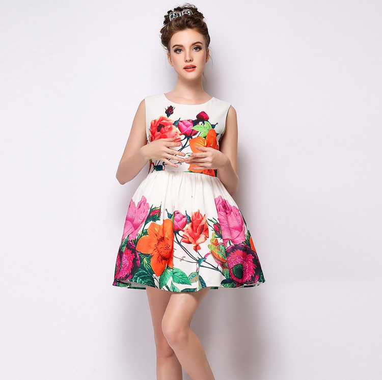 FantasyStyleWhiteZipUpHighQualityFloralPrintedRuffleDress-XHE041621WI