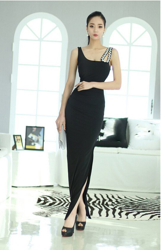 FashionAndNewlyBlackVentStrapSplitJointBodyconBacklessSexyDress-XHE051844BA