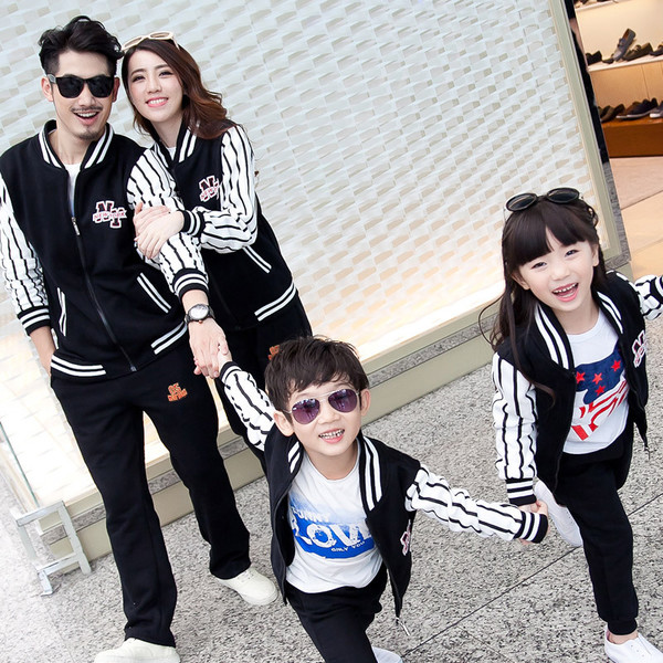 FashionFamilySetsStripedLongSleeveBaseballSuits-CMK070927