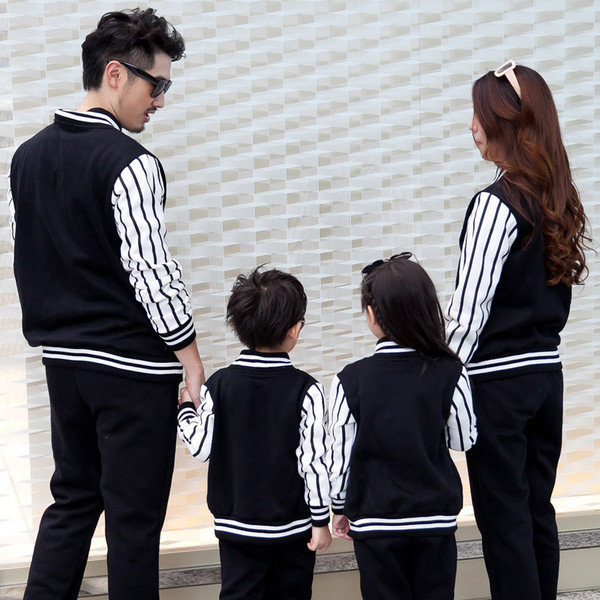 FashionFamilySetsStripedLongSleeveBaseballSuits-CMK070927