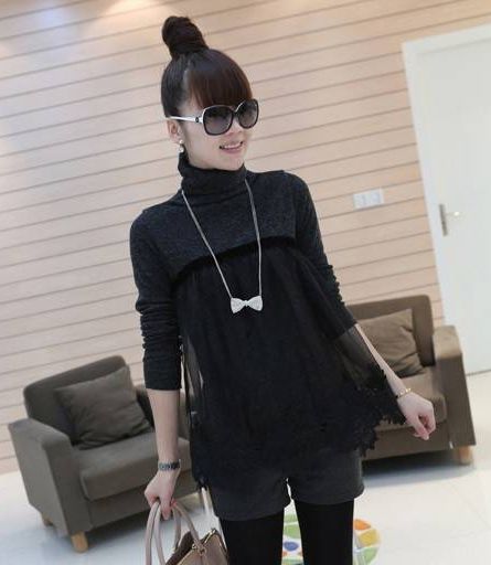 FashionGirlsFloralEmbroideryPoloNeckGrayBlouse-CL121036GA