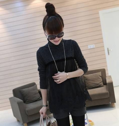 FashionGirlsFloralEmbroideryPoloNeckGrayBlouse-CL121036GA