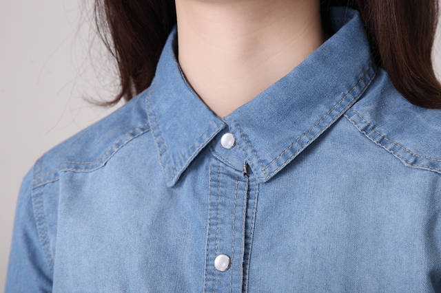 FashionGirlsSingle-BreastedLongSleeveDenimBlouse-XR072006DB