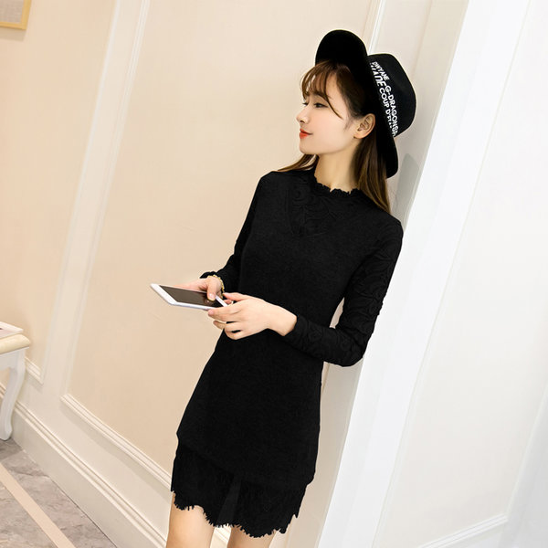 FashionLaceSplicingLongSleeveDress-LYK011307