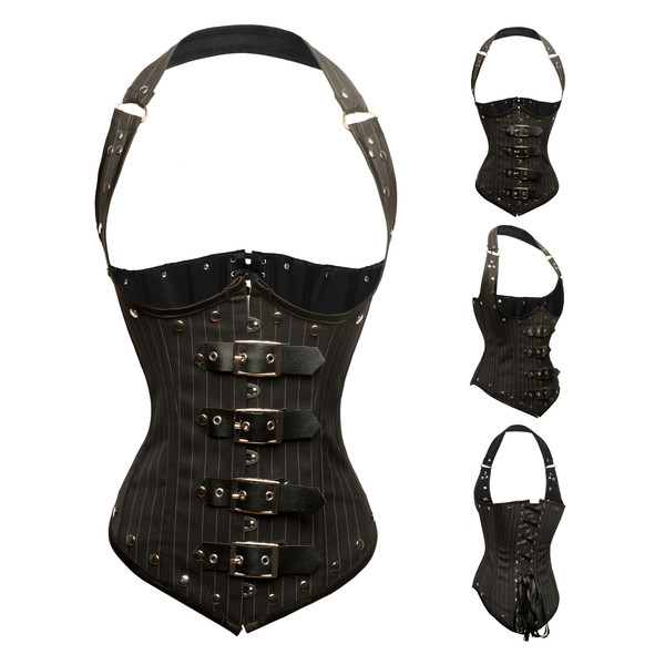 FashionSexyWomenStripedWaistTrainingSlimmingPostpartumAbdomenCorset-ZHE092328