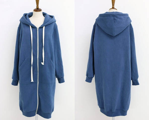 FashionSimpleWomenLongSleeveLooseBluePocketCasualHoodies-ZFE080324BU